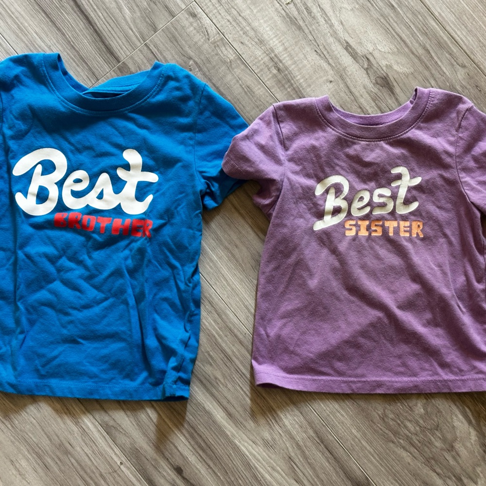 Cat & Jack Blue and Purple 'Best' Sibling Tees 3T and 18months